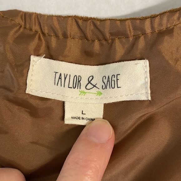 Taylor & Sage Brown Shift Dress Faux Suede Cutouts Large - Picture 9 of 13